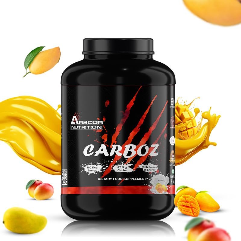 Arscor Nutrition Carboz Supplement Nutrient-Rich Carbohydrate Powder, Non-Gmo, Gluten-Free, Easy-To-Mix Formula for Shakes and Smoothies,Daily Nutrition Support (mango, 3kg)