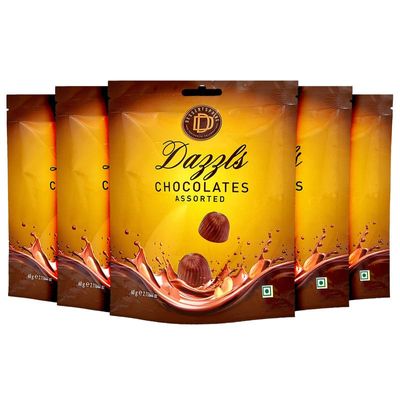 DESSERTSPRING Dazzls - 60G Assorted Chocolate - Pack Of 5 | Creamy Milk Chocolate For Snacking And Gifting