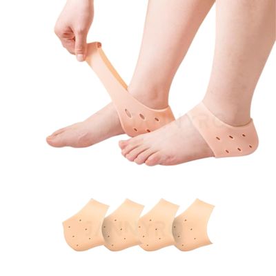 JANNYRO silicone heel protectors, Reusable & Washable Heel Pain Breathable Heel Cushions for Back of Heel, Plantar Fasciitis and Cracked Heels Relief, Blister Prevention for All Shoes (2 Pairs)