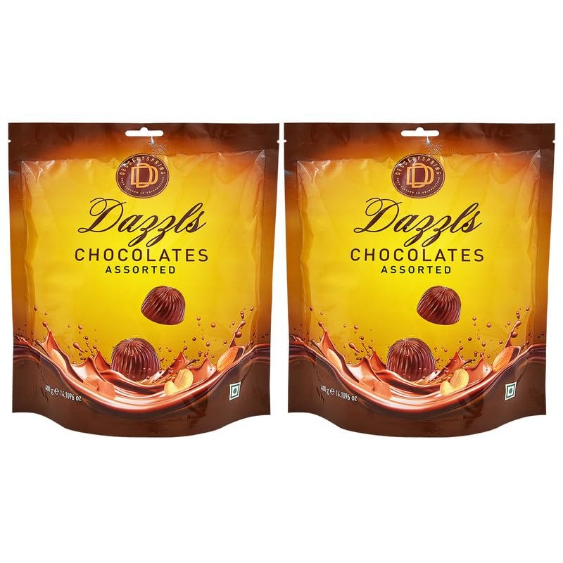 DESSERTSPRING Dazzls - 400G Assorted Chocolate - Pack Of 2 | Creamy Milk Chocolate For Snacking And Gifting