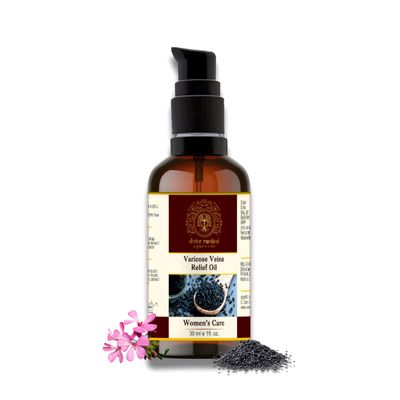 Divine Cardinal Ayurveda Oil for Varicose Vein Relief - Leg Care & Comfort Oil - Reduces Swelling, Cramps, and Discomfort - Calming Essential Oil Blend with Peppermint, Geranium, Black Seed, & Lemon Oils - Nourishing Leg Massage Oil for Soothing Reli
