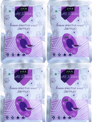 FIKA PURE FOOD Jamun Freeze Dried Fruit Snack:Vegan| 100% fruit|no added sugar| no preservatives| Healthy and Crispy snacks for kids and adults (Pack of 4, each 15 grams)