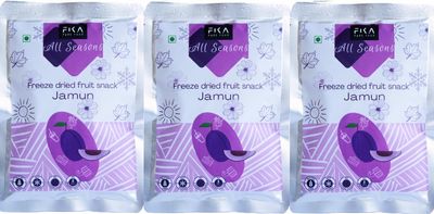 FIKA PURE FOOD Jamun Freeze Dried Fruit Snack:Vegan| 100% fruit|no added sugar| no preservatives| Healthy and Crispy snacks for kids and adults (Pack of 3, 15 gm each)