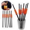 MPS My Party Suppliers Party Paper Straws for Halloween Theme Party, Halloween Pumpkin Accessory, Pumpkin Ghost Skull Paper Straws, Home and Kitchen Item (Black-Orange Pumpkin Straw) view 2