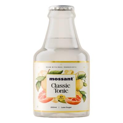 Mossant Classic Tonic Water | Low-Sugar, Handcrafted with Lime & Grapefruit Zest, Lemongrass, Quinine & Cardamom  Perfect Mixer or Refreshing Drink 200ml (Pack of 6)