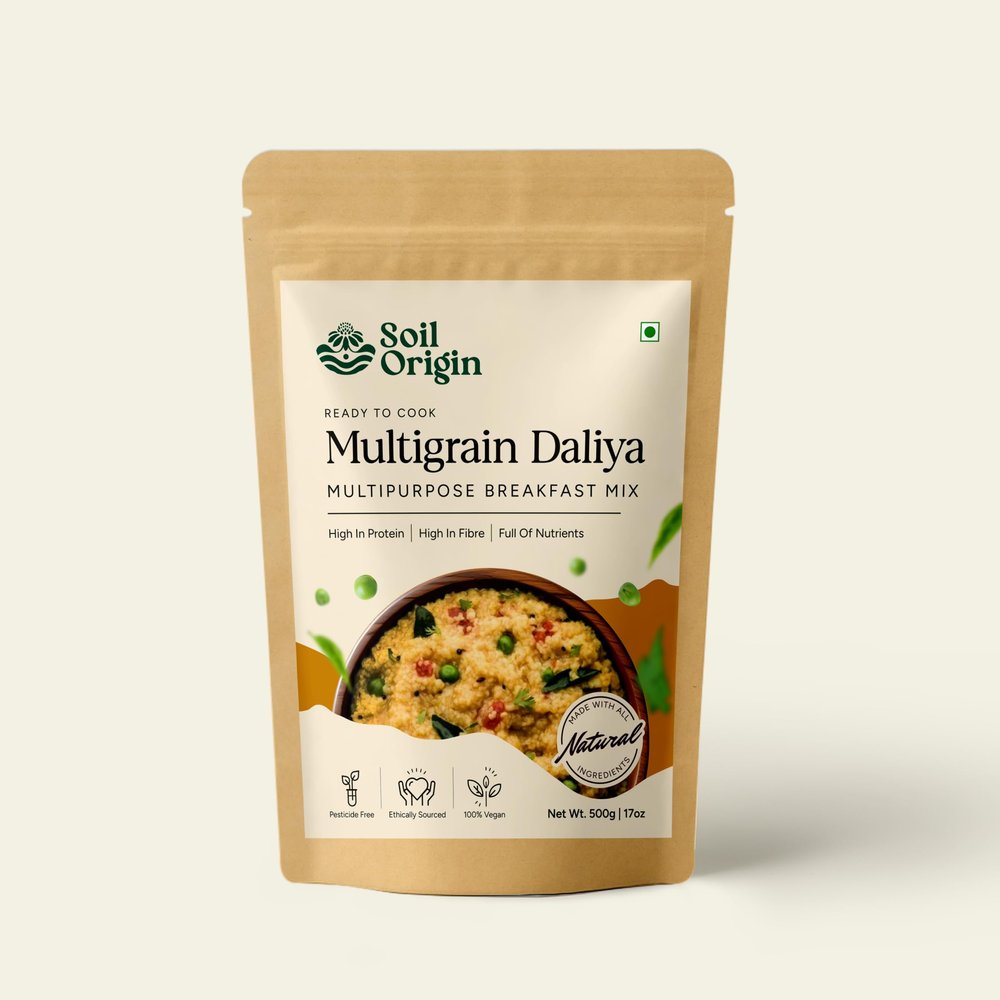 Soil Origin Multigrain Daliya | Rich in Fiber & Protein | Nutrition Rich - 500 Gm