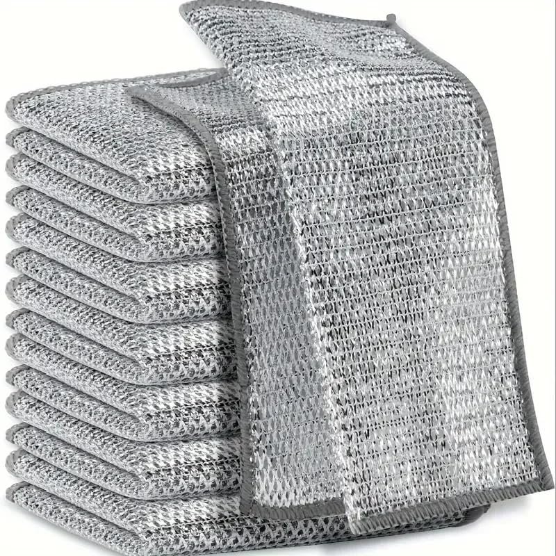 Abhaas Multipurpose Stainless Steel Dishwashing Rags Joona Metal Cloth for Wet/Dry Scrubber for Cleaning - Scrub for Kitchen Daily use Steel Wool Juna Machine Washable for Cooktop and Utensils (20)