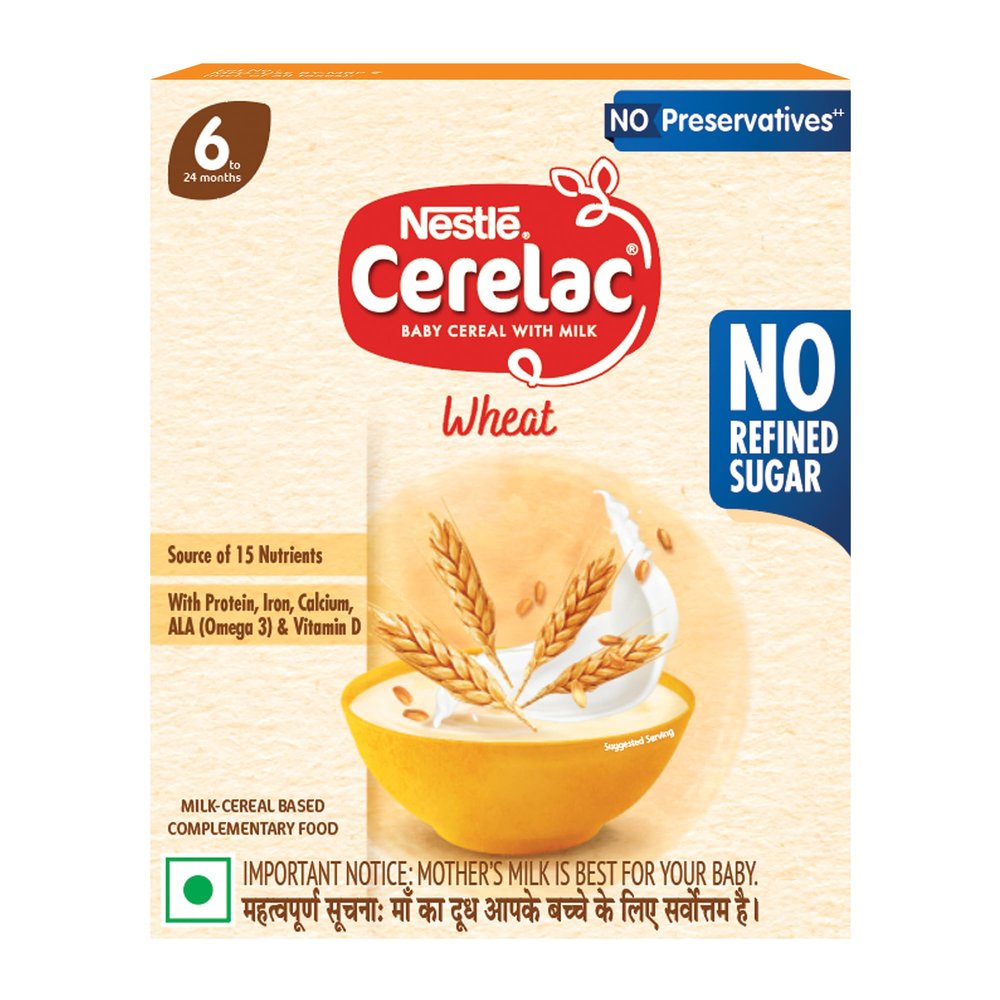 CERELAC Baby Food Cereal | No Refined Sugar | No Preservatives | Wheat for 6 to 24 Months Baby | Omega 3 Iron Protein Calcium Vitamin D for Babies | Instant Cereal | 300g
