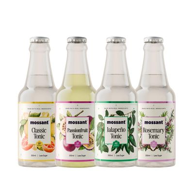 Product Title: Mossant Tonic Variety Pack | Classic, Rosemary, Passionfruit & Jalapeo Tonic | Premium Flavored Tonic Water | Perfect Mixer for Cocktails & Mocktails | 4 x 200ml Bottles