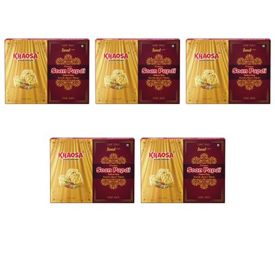 Khaosa Soan Papdi | 2Kg | Traditional Indian Sweet | Flaky and Irresistible Dessert | Nutty Almond & Pistachio Blend | Festive Treat, Gift-Worthy | 400g Each Pack of 5