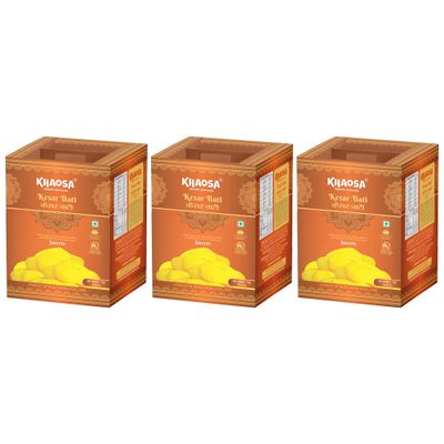Khaosa Kesar Bati | 3Kg | Traditional Indian Mithai | Soft and Aromatic Sweets | Rich Kesar Flavour | Gift-Worthy Packaging | 16 Pieces Each Pack of 3
