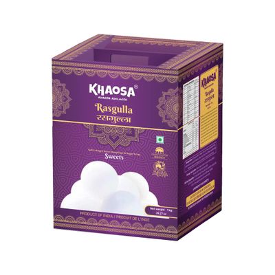 Khaosa Rasgulla | 1Kg | Traditional Indian Dessert | Soft and Juicy Gourmet Mithai | Irresistible Flavored Rasgulla | Gift-Worthy and Easy-to-Carry | 20 Pieces Pack