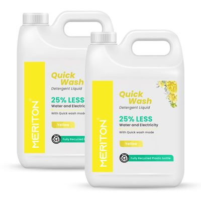 Meriton Quick Wash 5 Liter Liquid Detergent For Top & Front Load Washing | Color-Protect Technology | Designed For Tough Stain Removal | For All Types Of Fabrics (Pack Of 2)