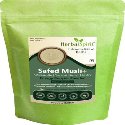 Herbal Spirit Aswagandha, Safed Musli, Kauch Ka Beej, Satavri Powder with Gokhru, 900gm | Ashwagandha Shatavari Safed Musli Kaunch and Gokhru | Ashwagandha Safed Musli Kaunch Beej Shatavari Gokhru |