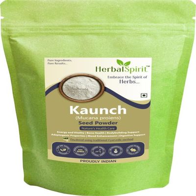 Herbal Spirit Kaunch Beej Powder, 400gm | Konch Beej Powder | Mucuna Pruriens Powder | Kapikachu Powder | Koch Ke Beej | Dulagondi Powder | Velvet Beans | White Konch Beej | White Konj Beej |