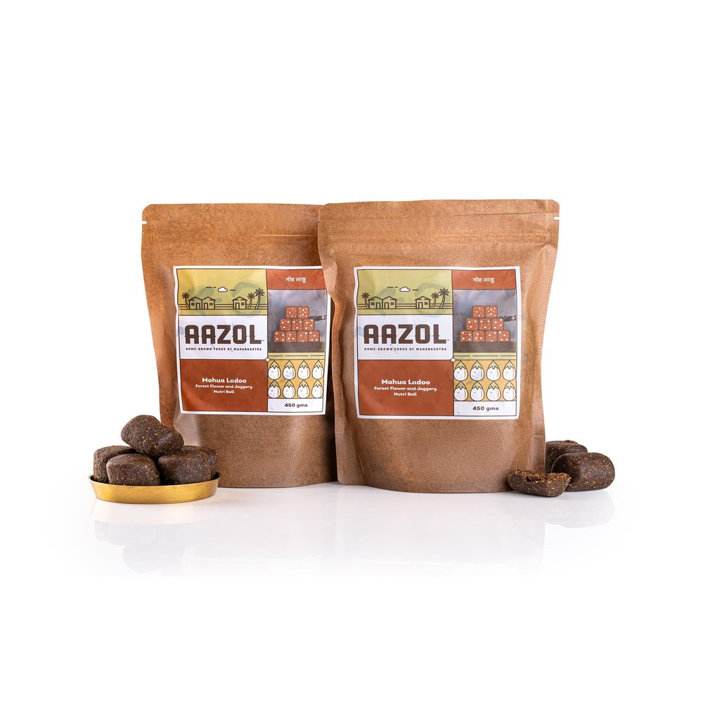 Aazol Mahua Laddu: Forest Flower & Jaggery Nutri Ball - 900g (450g - Pack of 2) | Sweet & Iron-rich | Handmade by Tribal Women | Ready to Eat