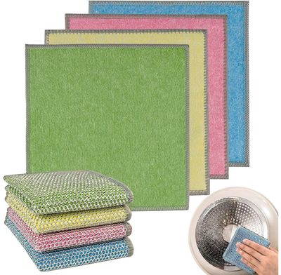 Mclear Multipurpose Wire Dishwashing Rags for Wet and Dry Stainless Steel Scrubber Non-Scratch Wire Dishcloth for Washing Dishes Sinks Counters Easy Rinsing Machine Washable pcs4