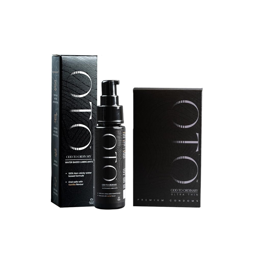 ODD TO ORDINARY Intimate Combo Pack of 2 Water-Based Lubricant 50ml & 10 Ultra-Thin Condoms for Men | Silicone-Free, Skin-Friendly, Long-Lasting Comfort, Protection & Natural Feel
