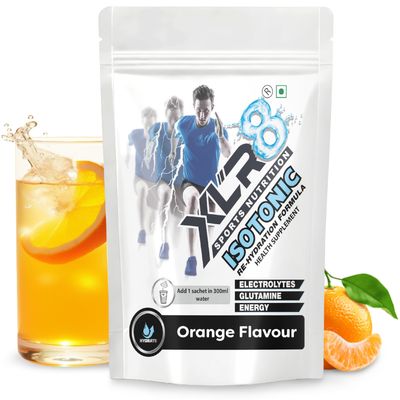 XLR8 Electrolytes Hydration Powder Isotonic Instant Energy Drink Mix with Sodium, Potassium & Magnesium (15 x 20g, Orange)
