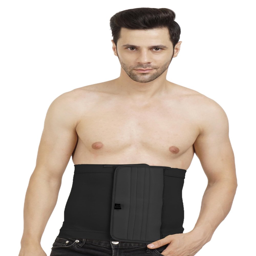 Abdominal Shapewear | MODERATE COMPRESSION | VELCRO Closure | Support for Post-Cesarean, Postpartum, and Abdominal Liposuction | Umbilical and Abdominal Hernia (Black, L)