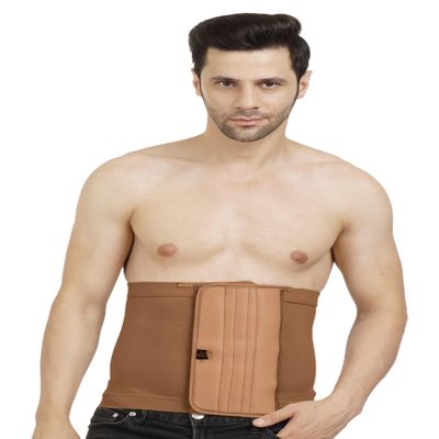 Abdominal Shapewear | MODERATE COMPRESSION | VELCRO Closure | Support for Post-Cesarean, Postpartum, and Abdominal Liposuction | Umbilical and Abdominal Hernia (Brown, L)