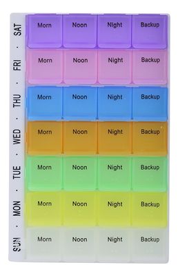 ATETO Pill Medicine Organizer | 7 Day Weekly Pill Case | Colorful Weekly Travel Pill Planner| Portable Travel Kits | Dust-Proof Box For Pills/Vitamin/Supplements (Plastic, Set of 1)
