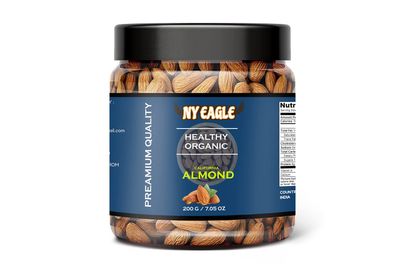100% pure and helthy california almonds, rich in protein, Real Nuts, High in Fiber, Magnesium (200g, super almonds)