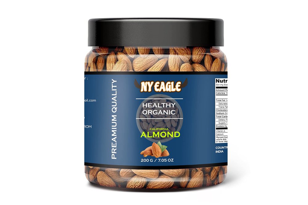 100% pure and helthy california almonds, rich in protein, Real Nuts, High in Fiber, Magnesium (200g, super almonds)