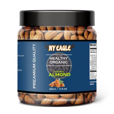 100% pure and helthy california almonds, rich in protein, Real Nuts, High in Fiber, Magnesium (500g, regular)