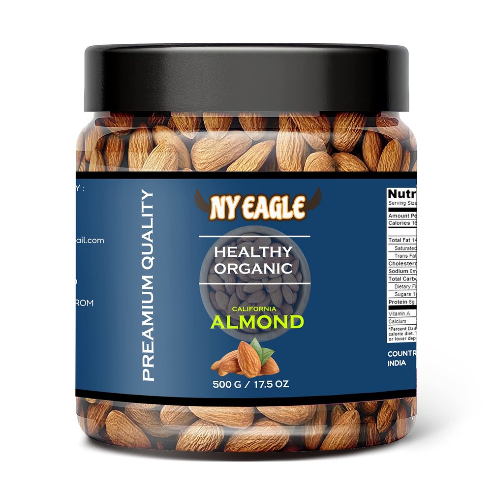 100% pure and helthy california almonds, rich in protein, Real Nuts, High in Fiber, Magnesium (500g, regular)