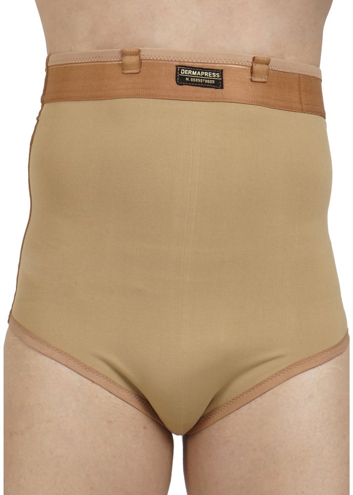 Dermapress High Waisted Abdomen Shapewear for Men | Moderate Compression | Cotton Fabric | Unisex | Tummy Tucker | Waist Slimmer | Abdomen and Waist Compression Panty (Beige, 4XL)