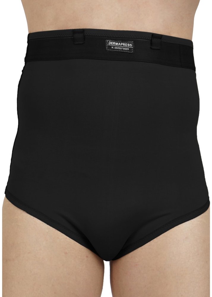 Dermapress High Waisted Abdomen Shapewear for Men | Moderate Compression | Cotton Fabric | Unisex | Tummy Tucker | Waist Slimmer | Abdomen and Waist Compression Panty (Black, 4XL)