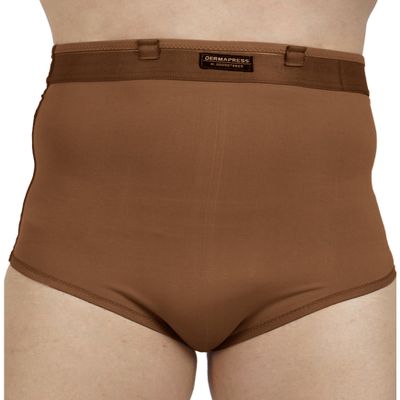 Dermapress High Waisted Abdomen Shapewear for Men | Moderate Compression | Cotton Fabric | Unisex | Tummy Tucker | Waist Slimmer | Abdomen and Waist Compression Panty (Brown, M)