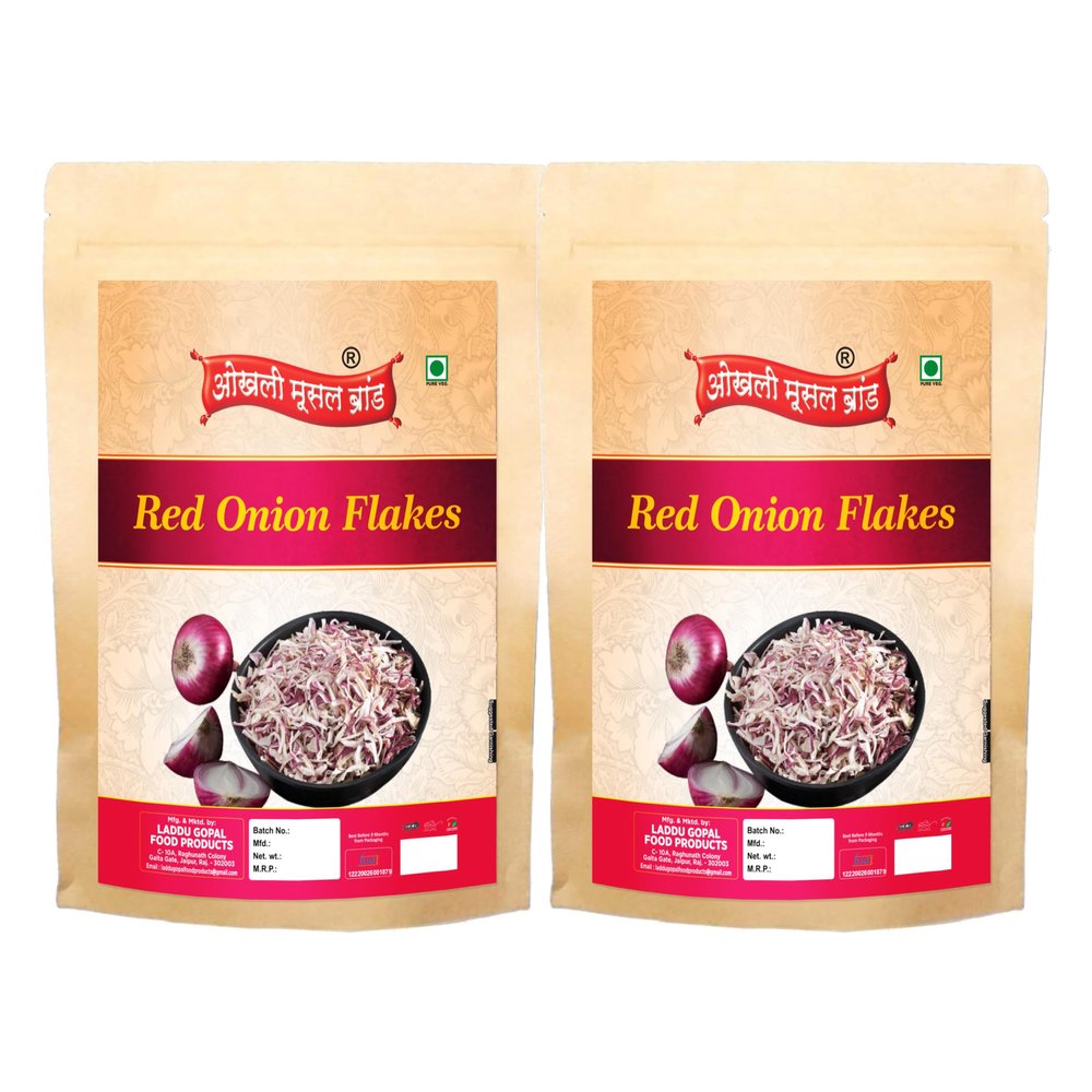 Okhli Musal Brand Diwali Sale Dried Red Onion Flakes - Large Flakes | Fresh Sun Dried Onion Flakes | Natural & Fresh | Suitable for Vegetarians-350g*2Pack Great Indian Festival
