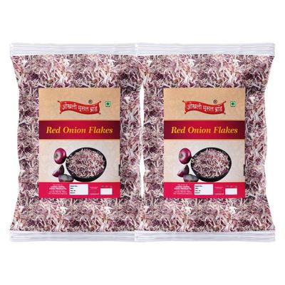 Okhli Musal Brand Diwali Sale Dehydrated Red Onion - Large Flakes | Fresh Dried Onion Flakes | Dehydrated Natural & Fresh Suitable for Vegetarians-350g*2Pack Great Indian Festival
