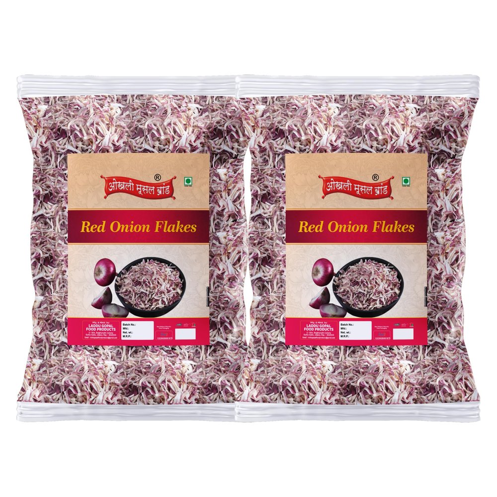Okhli Musal Brand Diwali Sale Dehydrated Red Onion - Large Flakes | Fresh Dried Onion Flakes | Dehydrated Natural & Fresh Suitable for Vegetarians-350g*2Pack Great Indian Festival
