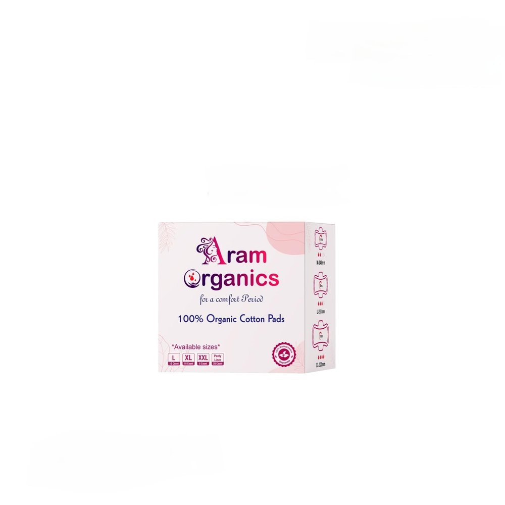 Aram Organics sanitary napkin FIRST TRY THEN BUY our trail pack for once