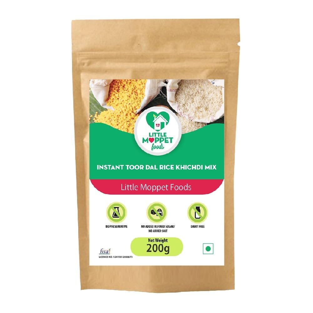 Little Moppet Foods  Instant Toordal Rice Khichdi Mix 200g | No Additives and Preservatives | Free from Added Salt and Sugar | Made with Rice and Toordal