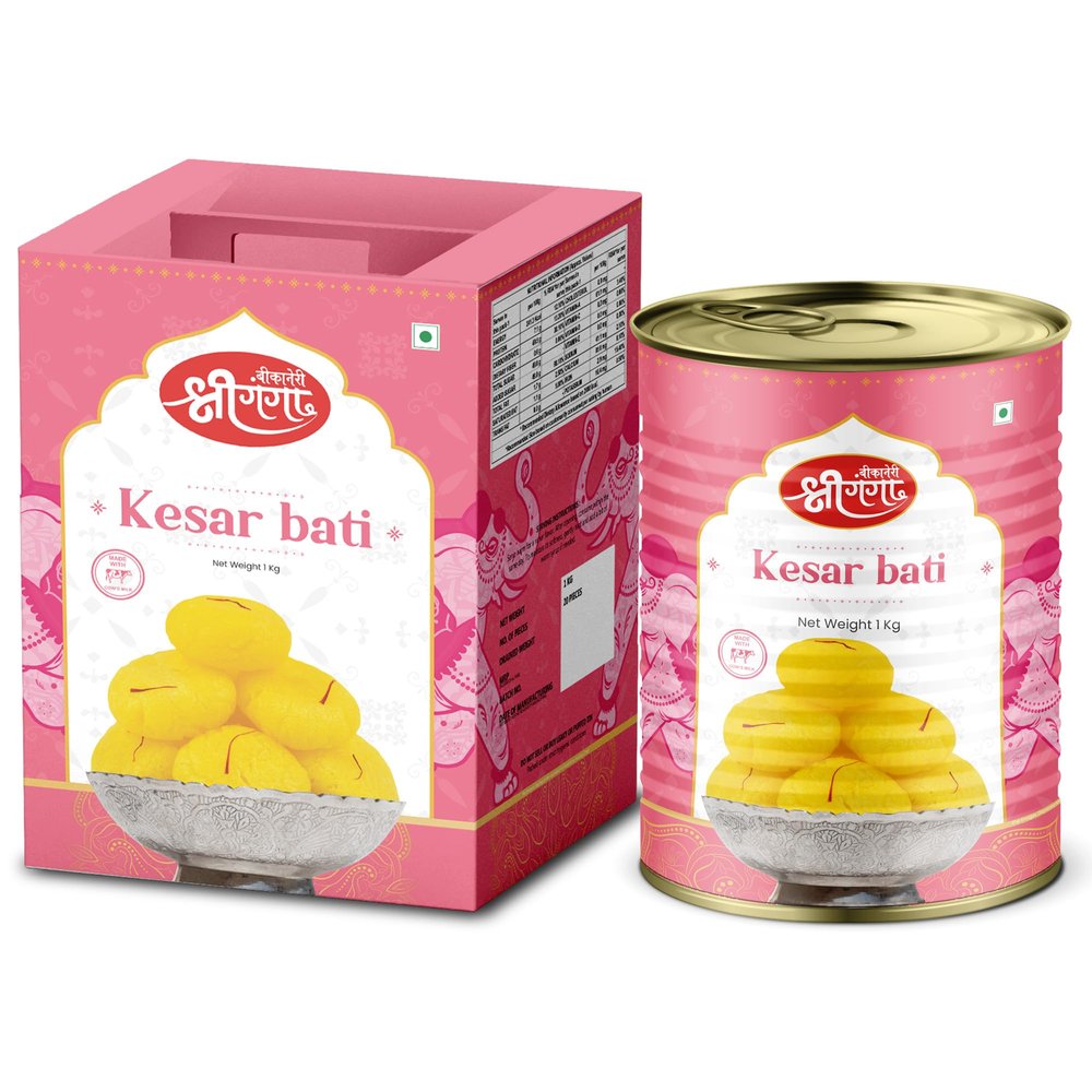 Bikaneri Shree Ganga Kesar Bati - 1kg (20 Pieces) | Soft and Delicious Indian Sweet | Perfect for Celebrations and Festivals