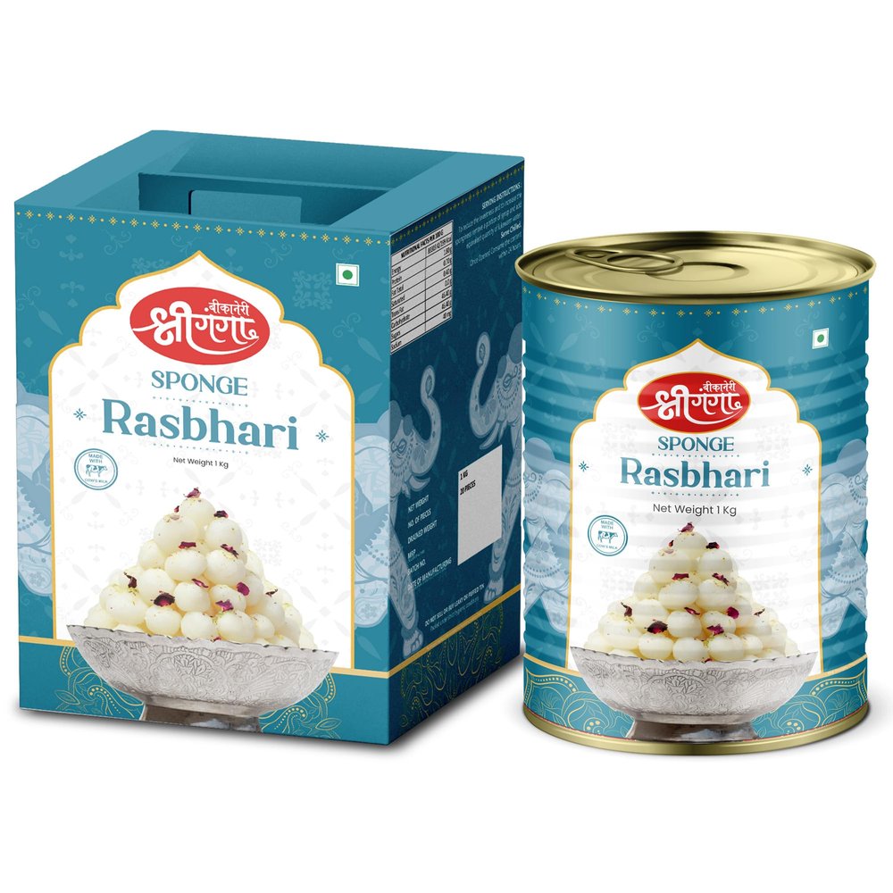 Bikaneri Shree Ganga Rasbhari - 1Kg (40 Pieces) | Deliciously Soft & Juicy Indian Sweet | Perfect for Festivals & Gifting | Authentic Taste to Delight Your Sweet Cravings