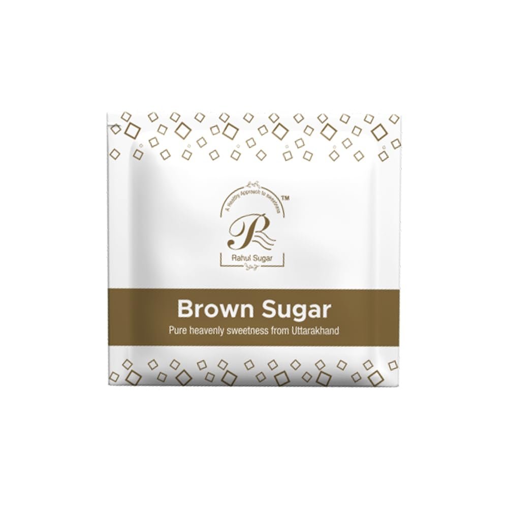 Rahul Sugar Brown Sugar Sachet (5G Each X 200Pcs) Pure and Chemical Free Brown Sugar n| Sweet with Low Calories | Sugar for Tea,Coffee, Milk, Cane Sugar | Unrefined | Bura Sugar Brown Powder (1 kg)