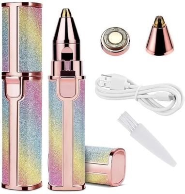 Axiesh 2 In 1 Rainbow Painless Face Hair Remover for Women USB Rechargeable Eyebrow Chin Upper Lip Trimmer For Women