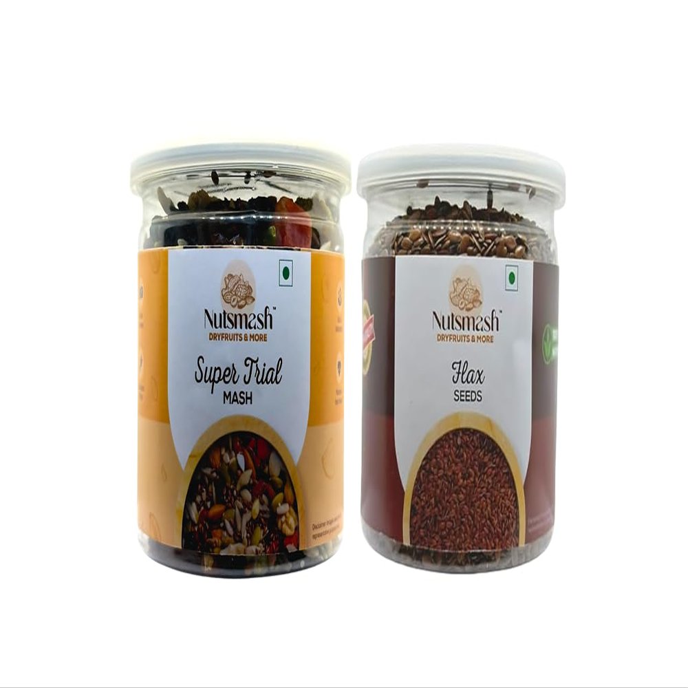 Nutsmash Healthy Dehydrated Fruits Combo of Super Trail Mix 500G & Flax-500G