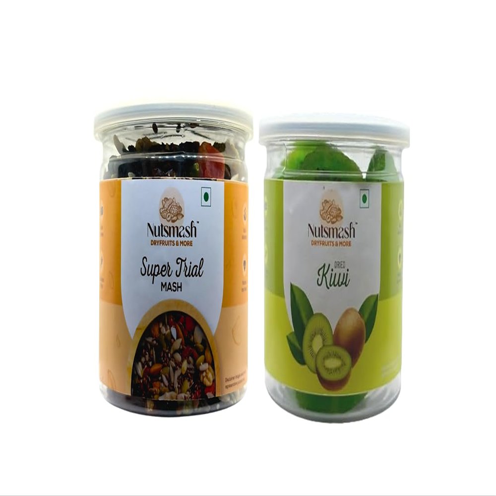 Nutsmash Healthy Dehydrated Fruits Combo of Super Trail Snack Mix 500G and Kiwi-500G