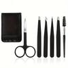 6PCS Professional Eyebrow Tweezers Set for Women and Men, Premium Stainless Steel Tweezer Kit, Best Tweezers Precision for Ingrown Hair, Facial Hair, Eyebrows Plucking view 2