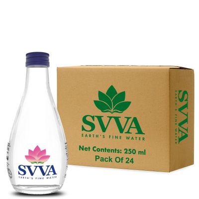 SVVA Earth's Finest Water Premium Subterranean Water | 250 ML Pack 24 (Glass), Alkaline pH 8+ | Balanced Mineral Essential Healthy Mineral Hydration | Premium Glass Bottle Refillable Bottle