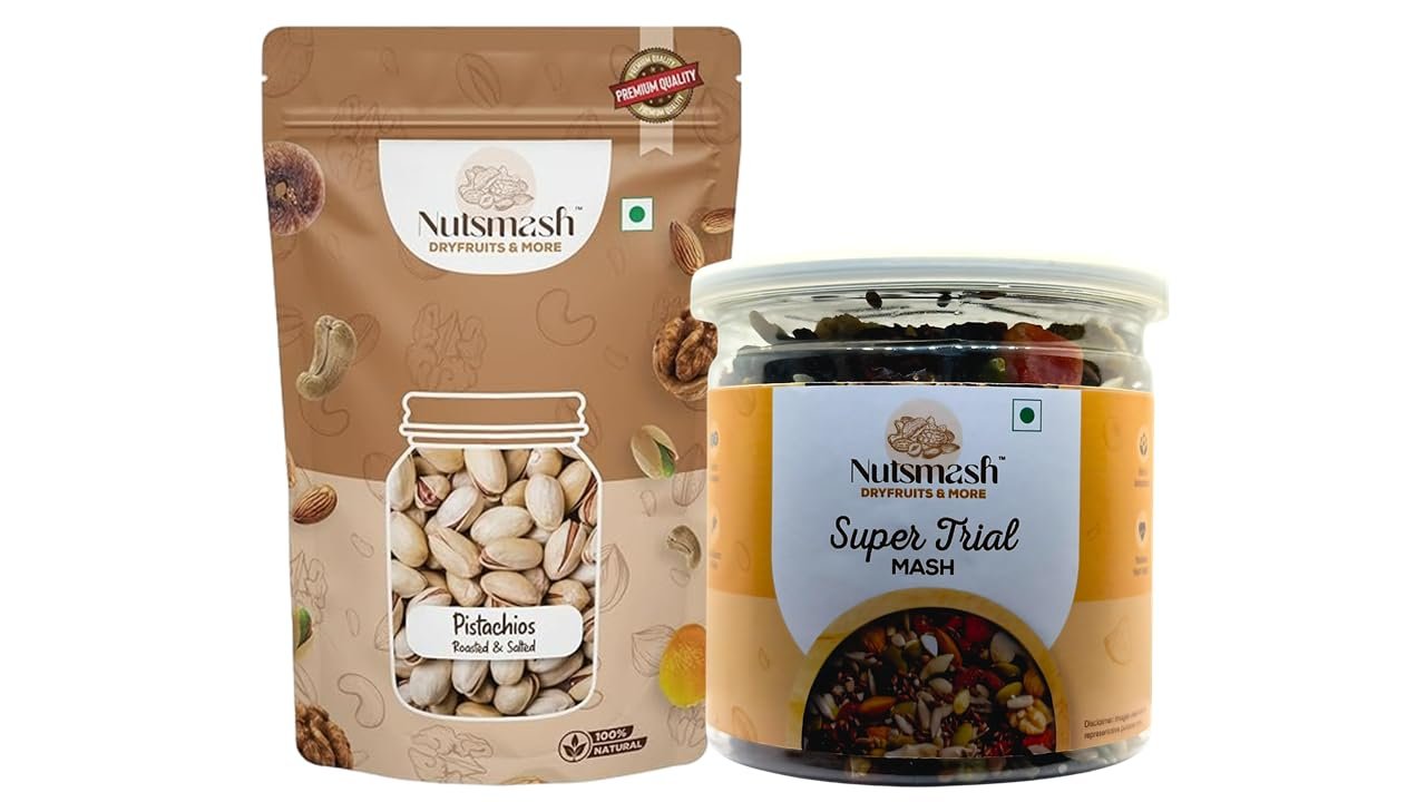 Nutsmash Healthy Dehydrated Fruits Combo of Super Trail Mix 200G + Pista-200G
