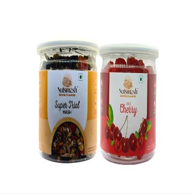 Nutsmash Healthy Dehydrated Fruits Combo of Super Trail Snack Mix 200G and Cherry-200G