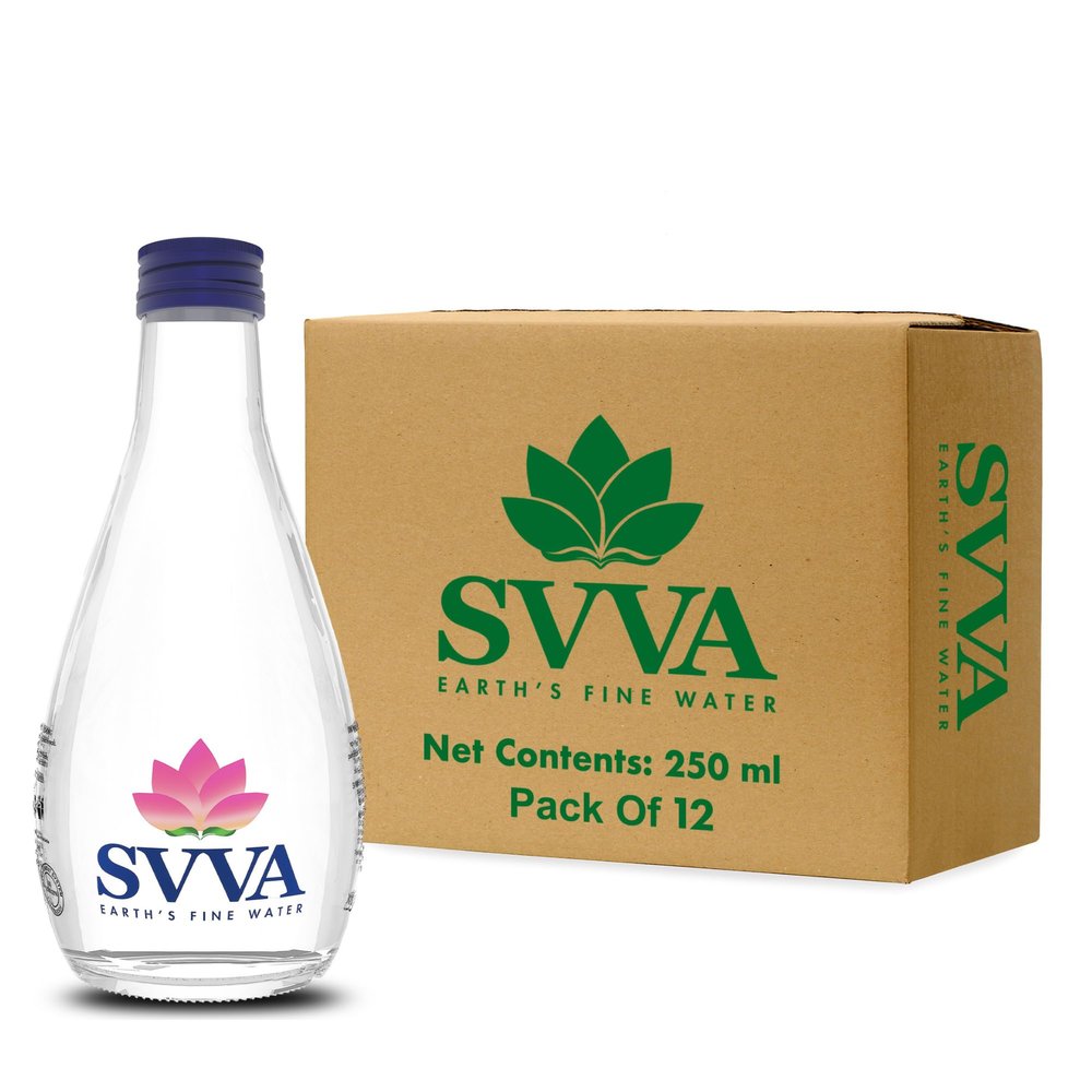 SVVA Earth's Finest Water Premium Subterranean Water | 250 ML Pack 12 (Glass), Alkaline pH 8+ | Balanced Mineral Essential Healthy Mineral Hydration | Premium Glass Bottle Refillable Bottle