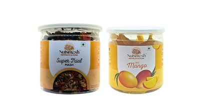 Nutsmash Healthy Dehydrated Fruits Combo of Super Trail Mix 500G + Mango-500G